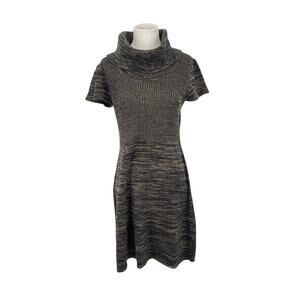 Calvin Klein Sweater Dress Size S Brown Variegated Short Sleeve Cowl Neck Size S